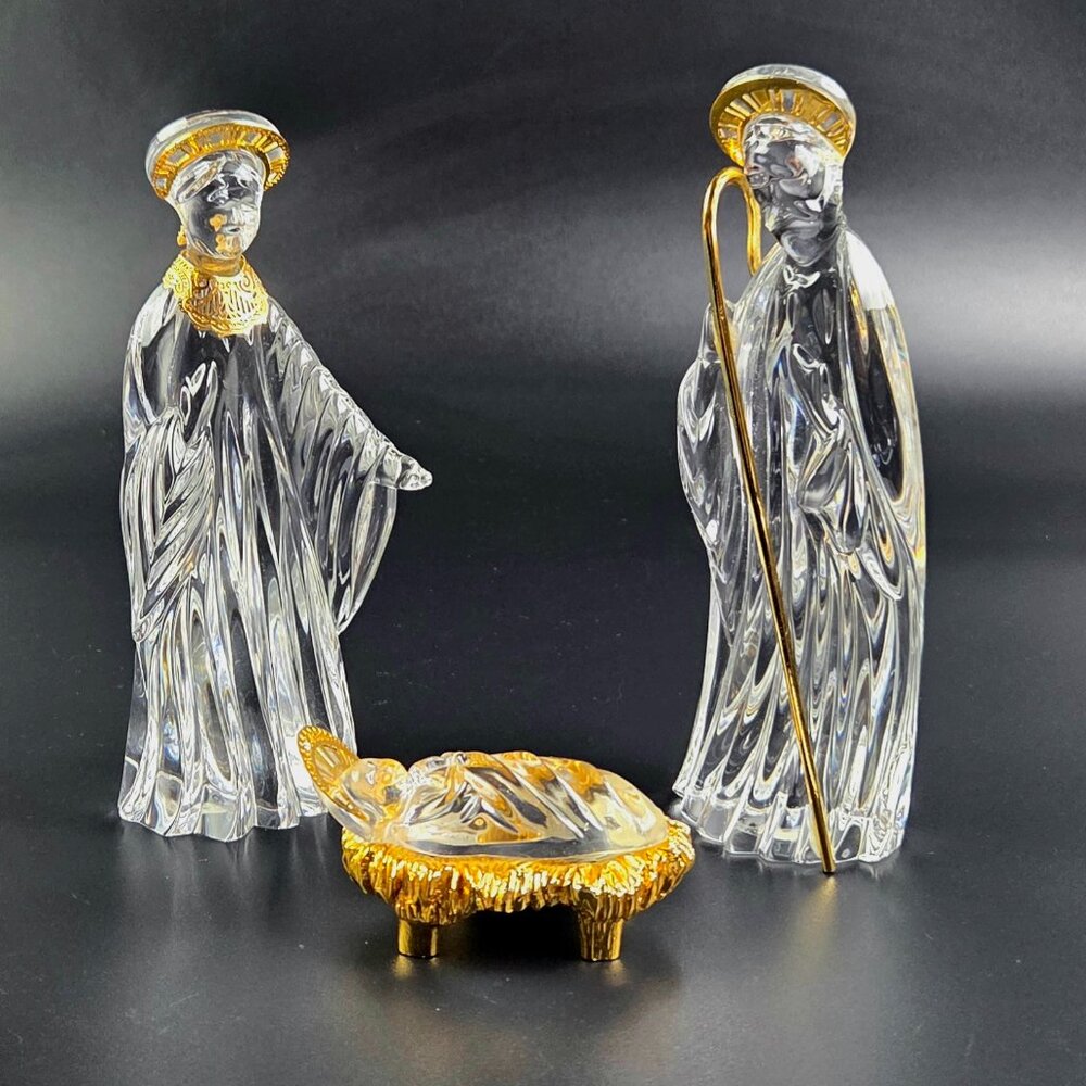 Vintage Gorham Crystal Nativity – Holy Family – Set of 3 (No Box)